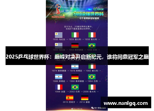 2025乒乓球世界杯：巅峰对决开启新纪元，谁将问鼎冠军之巅